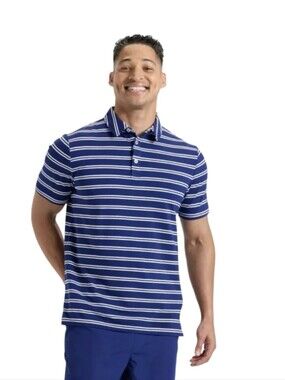 #A35 Men's Blue Striped Polo Shirt